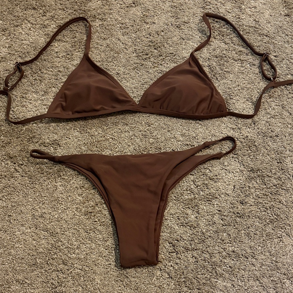 Brown Triangle Bikini Set - Women Swim